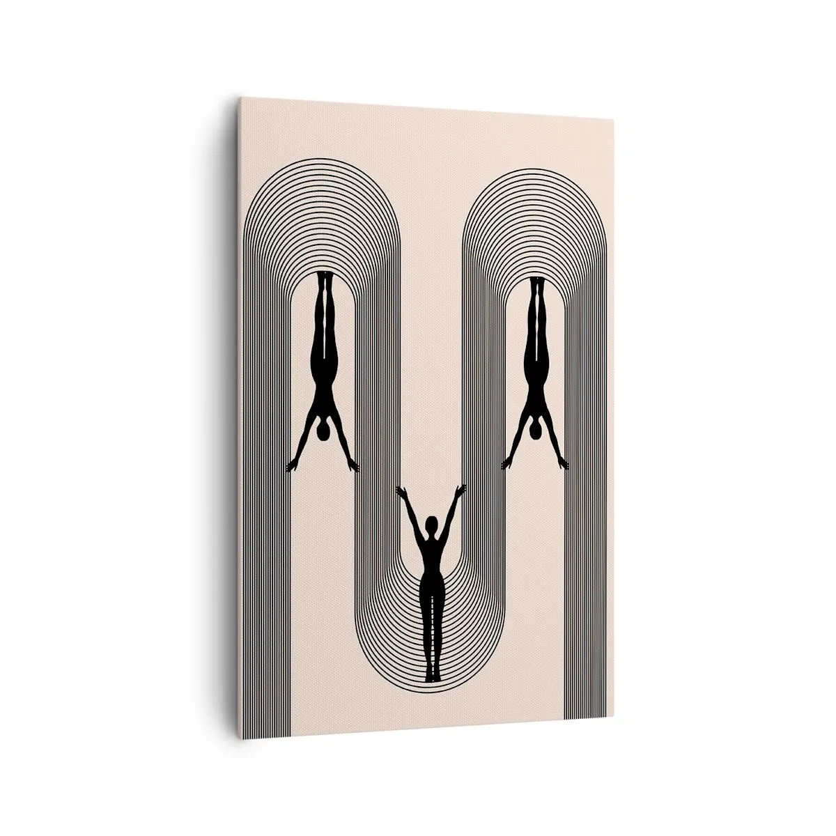 Quadro su tela - Stampe su Tela - Silhouette geometriche su sfondo beige - 80x120cm - Sottosopra - Decorazione murale moderna per soggiorno e camera da letto ARTTOR