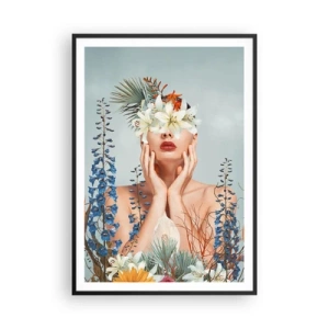 Poster in cornice nera - Donna - fiore - 70x100 cm
