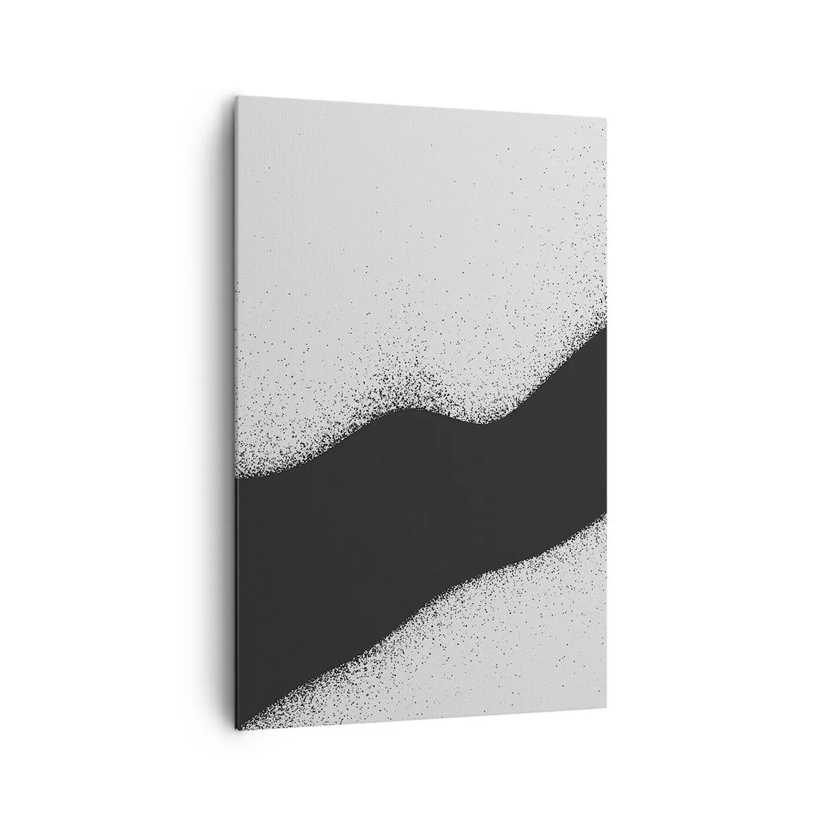 Quadro su tela - Stampe su Tela - Motivo astratto in bianco e nero con delicati punti su tela - 80x120cm - Equilibrio fluido - Decorazione murale moderna per soggiorno e camera da letto ARTTOR