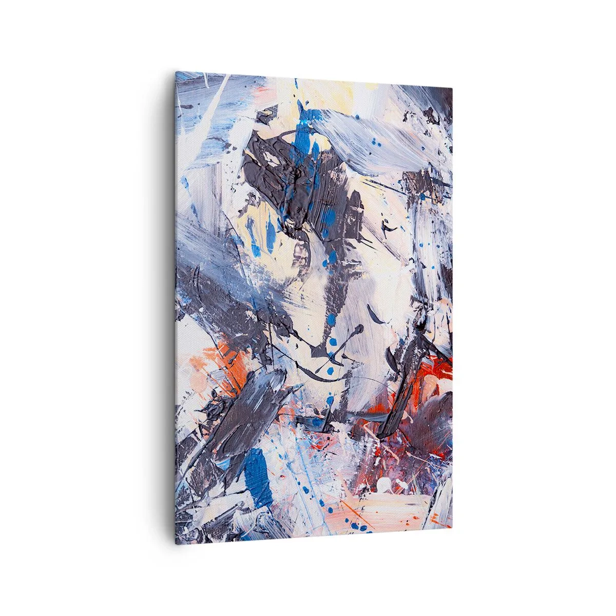 Quadro su tela - Stampe su Tela - Astrazione con pennellate dinamiche in blu e rosso. - 80x120cm - La danza folle dell'astrazione - Decorazione murale moderna per soggiorno e camera da letto ARTTOR