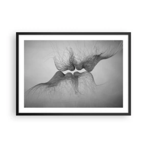 Poster in cornice nera - Un bacio astratto presentato in una forma eterea - 70x50cm - Il bacio del vento - Decorazione murale moderna per soggiorno e camera da letto ARTTOR