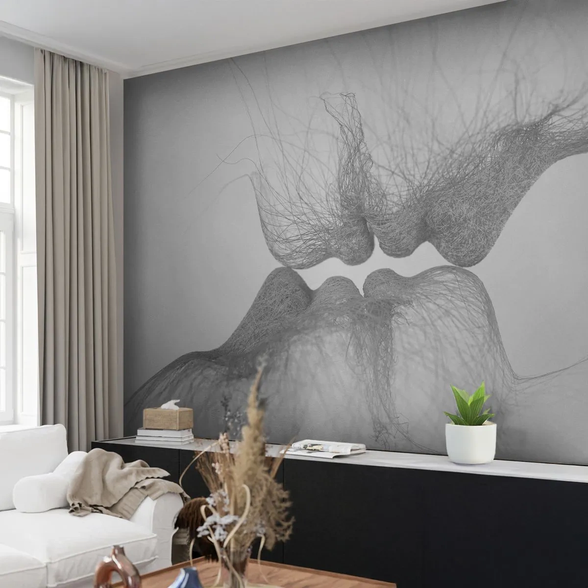 Fotomurali Premium Sand - Il bacio del vento - Astrazione, Grafica, Amore - 350x256 cm