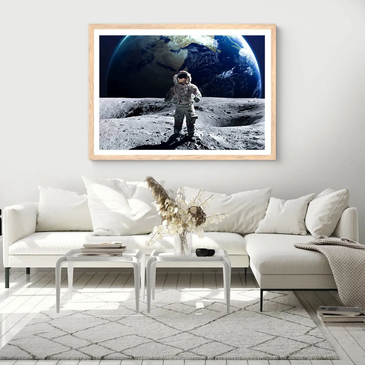 Poster in cornice rovere chiaro - Saluti dalla luna - 50x40 cm