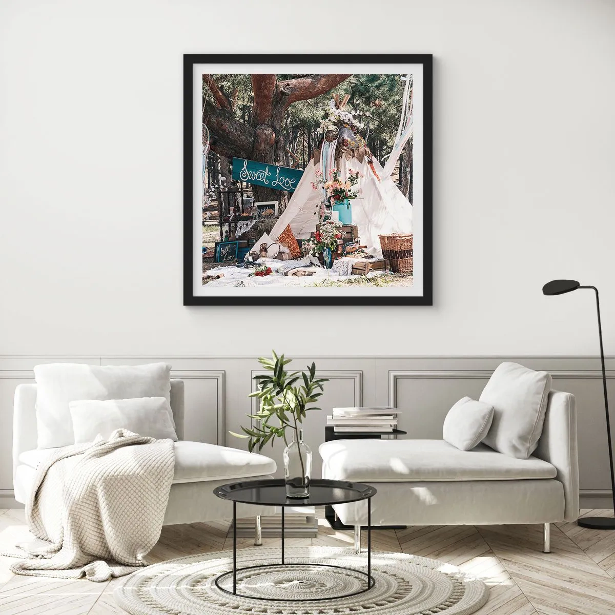 Poster in cornice nera - Make love... - 60x60 cm