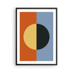 Poster in cornice nera - Composizione geometrica con cerchio e colori contrastanti - 50x70cm - Composizione di caldo e freddo - Decorazione murale moderna per soggiorno e camera da letto ARTTOR