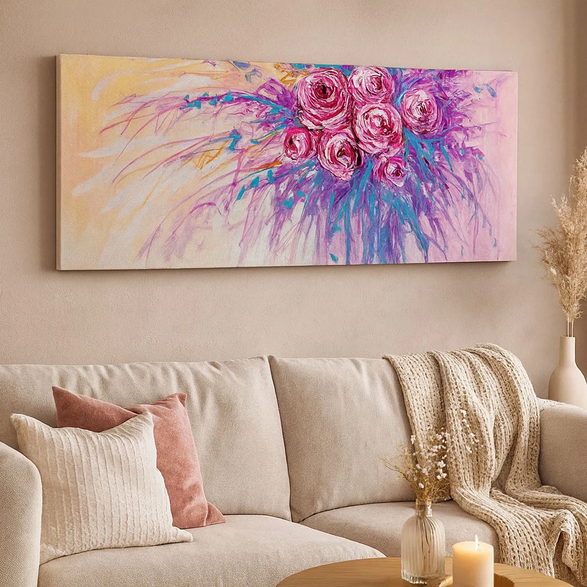 Quadro su tela - Stampe su Tela - Fontana rosa - 100x40 cm