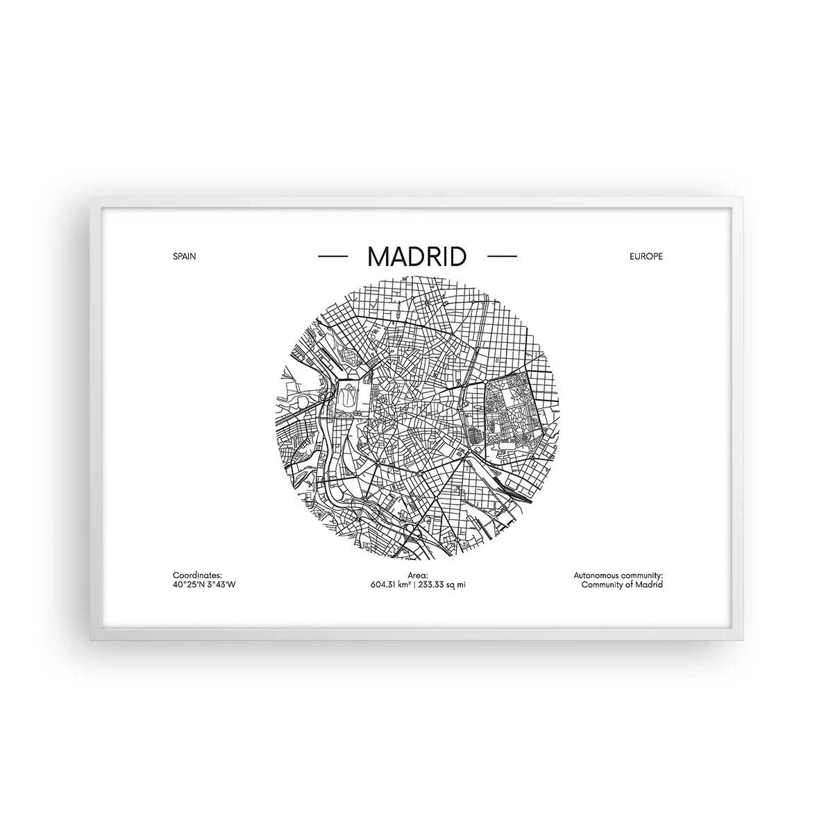 Poster in cornice bianca - Anatomia di Madrid - 91x61 cm