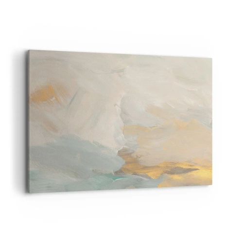 Quadro su tela - Stampe su Tela - Delicati tratti astratti nei toni del bianco e dell'oro - 120x80cm - Astrazione: il paese della mitezza - Decorazione murale moderna per soggiorno e camera da letto ARTTOR
