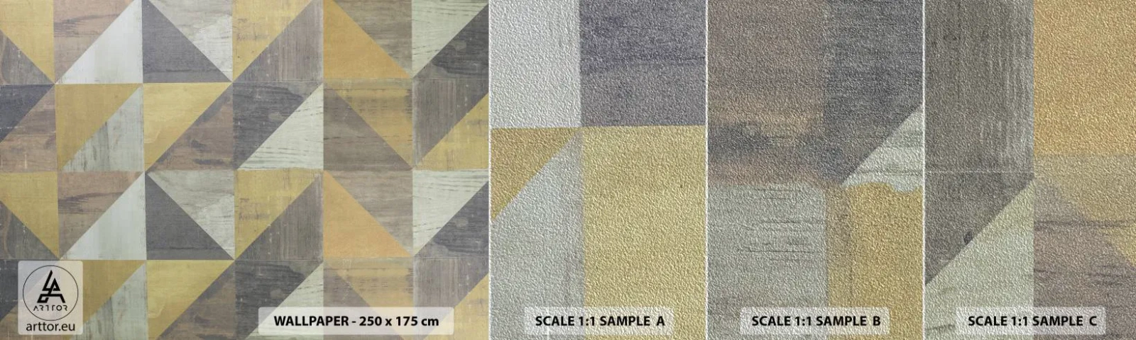 Campione di Fotomurale Premium Sand - Secondo i triangoli - Astrazione, Pezzo, triangoli - 100x30 cm