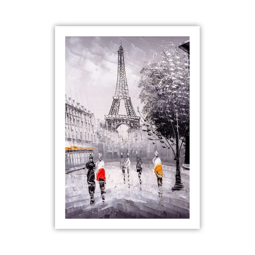 Poster - La Torre Eiffel con un paesaggio urbano in una giornata piovosa - 50x70cm - Passeggiata a Parigi - Decorazione murale moderna per soggiorno e camera da letto ARTTOR