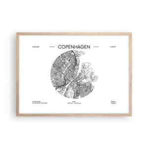 Poster in cornice rovere chiaro - Anatomia di Copenaghen - 70x50 cm