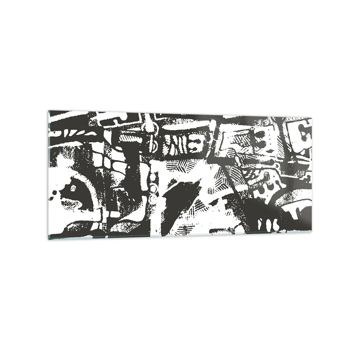 Quadro su vetro - Motivo retrò monocromatico astratto - 120x50cm - Ordine o caos? - Decorazione murale moderna per soggiorno e camera da letto ARTTOR