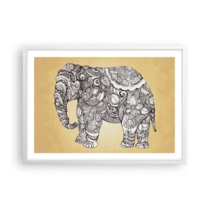 Poster in cornice bianca - L'elefante nascosto - 70x50 cm