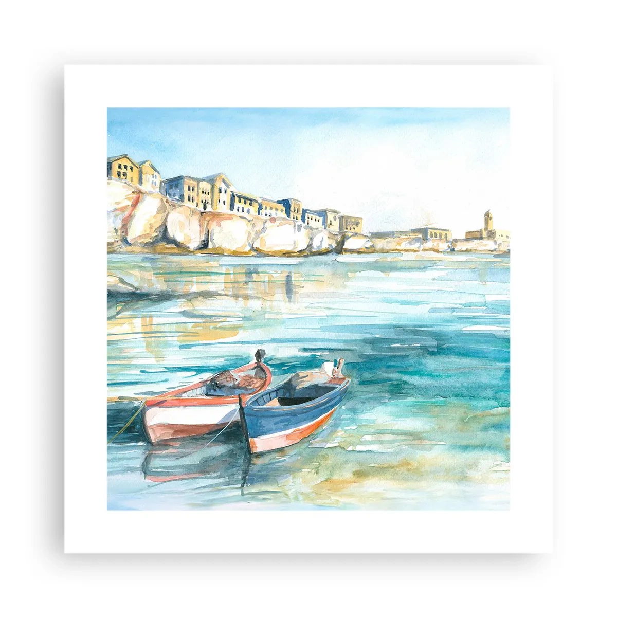Poster - Paesaggio in azzurro - 40x40 cm