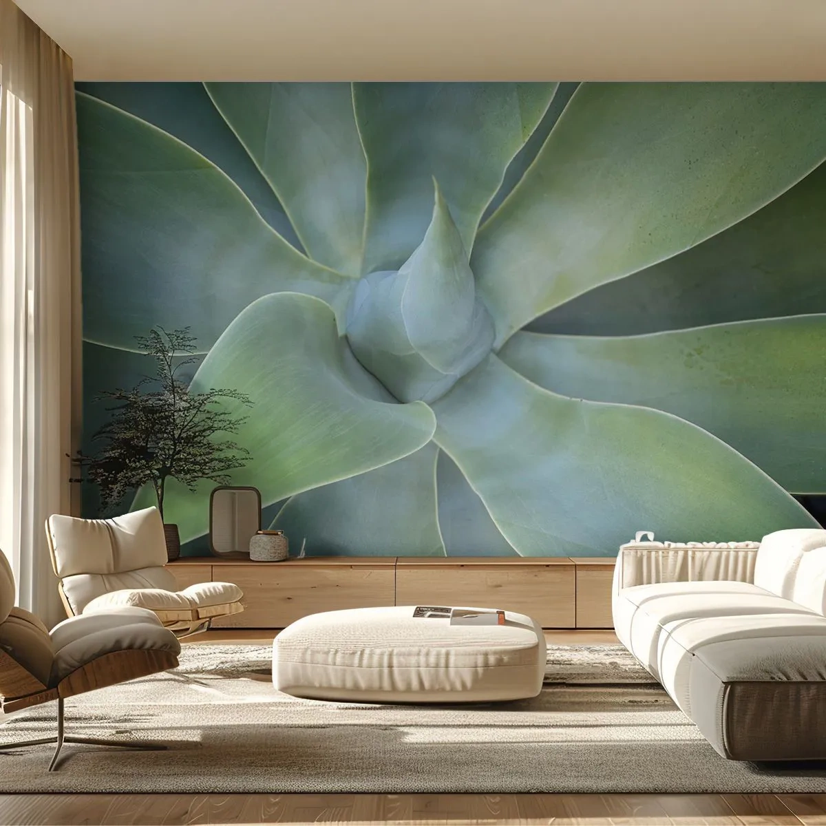 Fotomurali Premium Canvas - Foglie di agave delicate in tonalità di verde - 100x70cm - La nascita del verde - Decorazione murale moderna per soggiorno e camera da letto ARTTOR