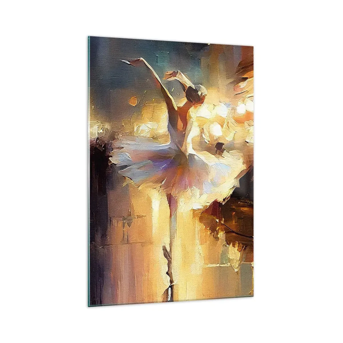 Quadro su vetro - Una ballerina che balla davanti a un palco illuminato - 70x100cm - Miracolo nella strada - Decorazione murale moderna per soggiorno e camera da letto ARTTOR