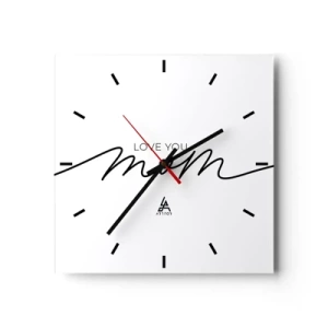 Orologio da parete - Orologio in Vetro - Scritta minimalista "Ti amo mamma" su sfondo bianco - 30x30cm - Grande commozione - Decorazione murale moderna per soggiorno e camera da letto ARTTOR