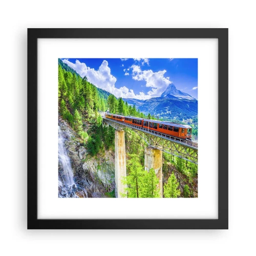 Poster in cornice nera - Ferrovia alpina - 30x30 cm