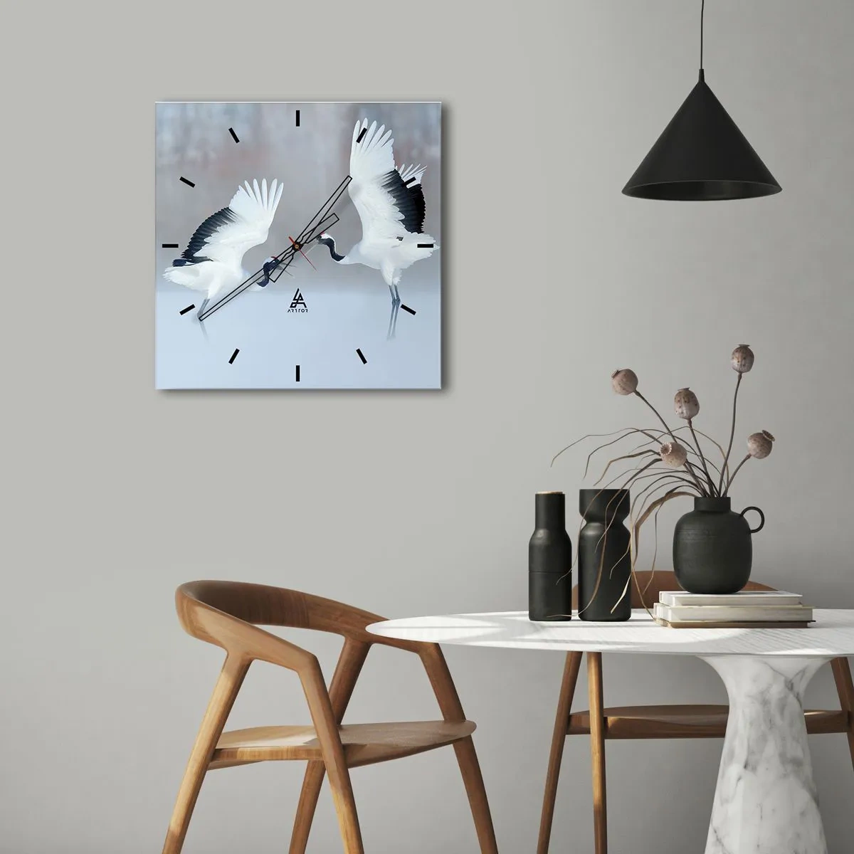 Orologio da parete - Orologio in Vetro - Danza nella nebbia - 40x40 cm