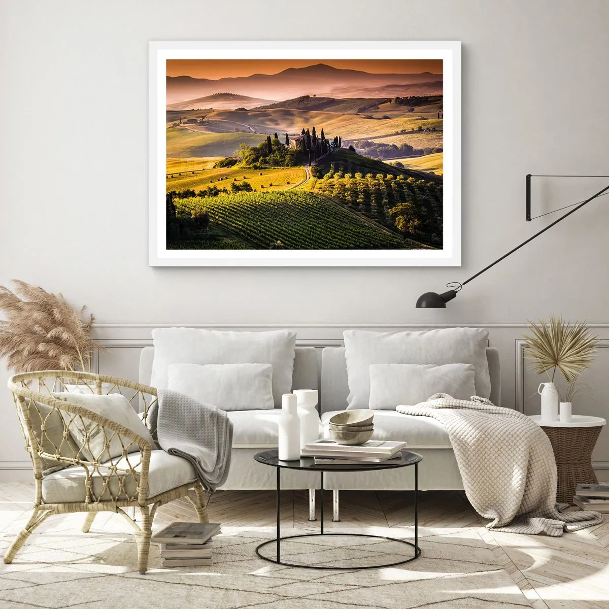 Poster in cornice bianca - Arcadia: paesaggio toscano - 91x61 cm