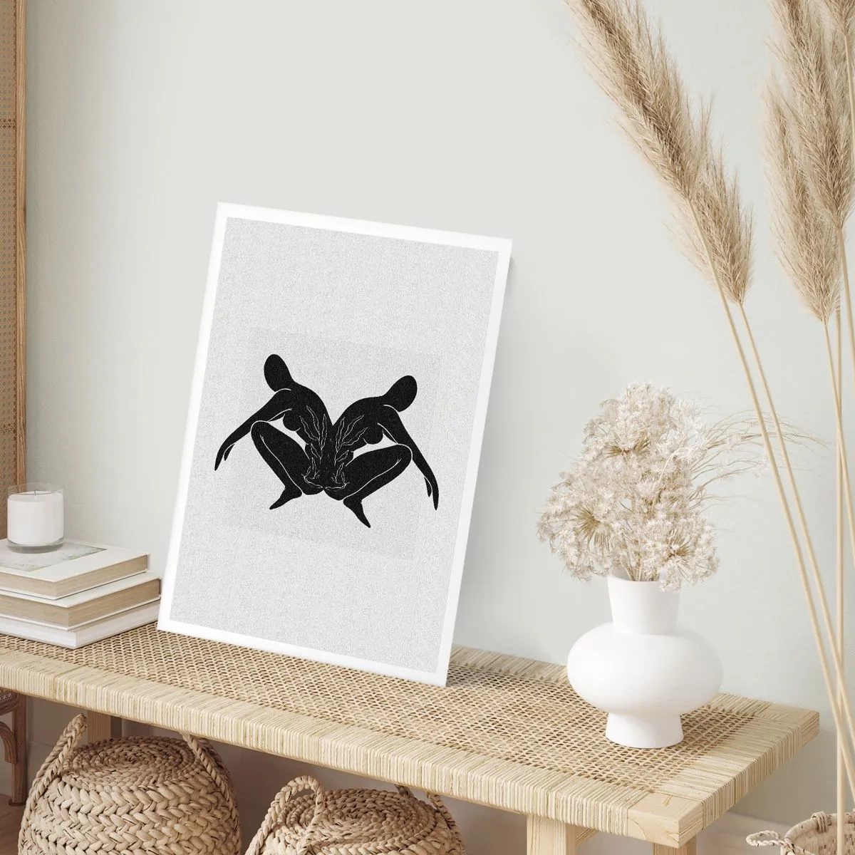 Poster - Sagome nere di figure in una composizione simmetrica - 50x70cm - Anima comune - Decorazione murale moderna per soggiorno e camera da letto ARTTOR