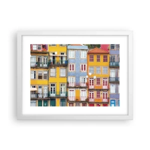 Poster in cornice bianca - I colori della città vecchia - 40x30 cm