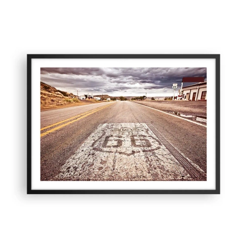 Poster in cornice nera - Route 66 in un clima desertico con un cielo pittoresco - 70x50cm - La Route 66: una leggenda americana - Decorazione murale moderna per soggiorno e camera da letto ARTTOR