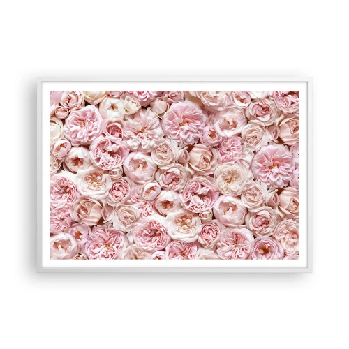 Poster in cornice bianca - Coperto di rose - 100x70 cm