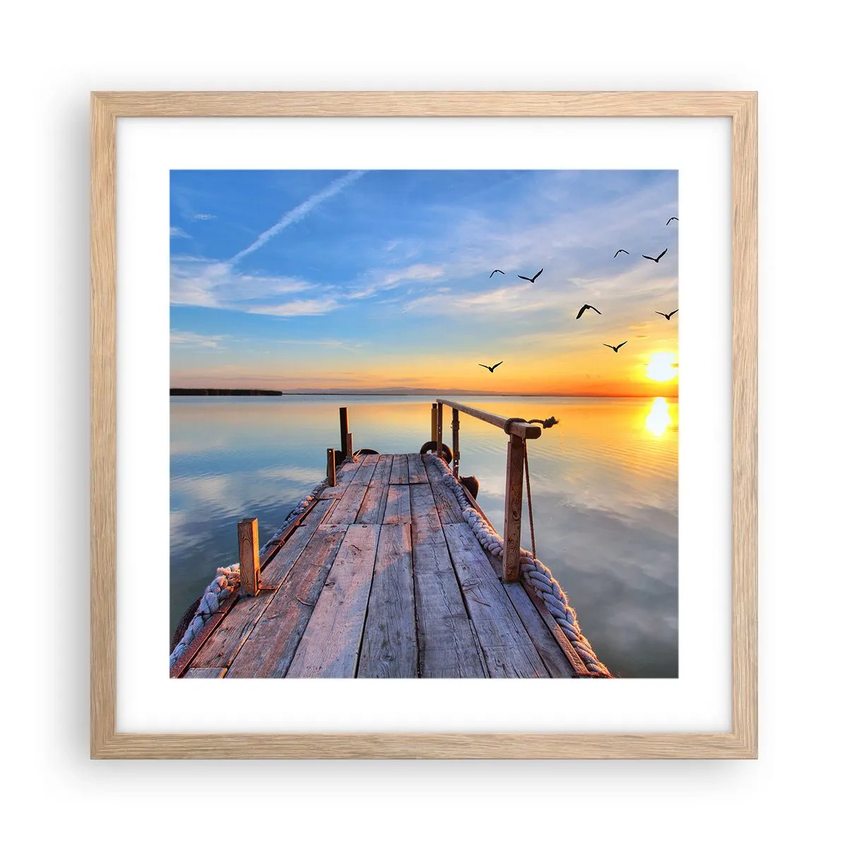 Poster in cornice rovere chiaro - Camminando verso il sole - 40x40 cm