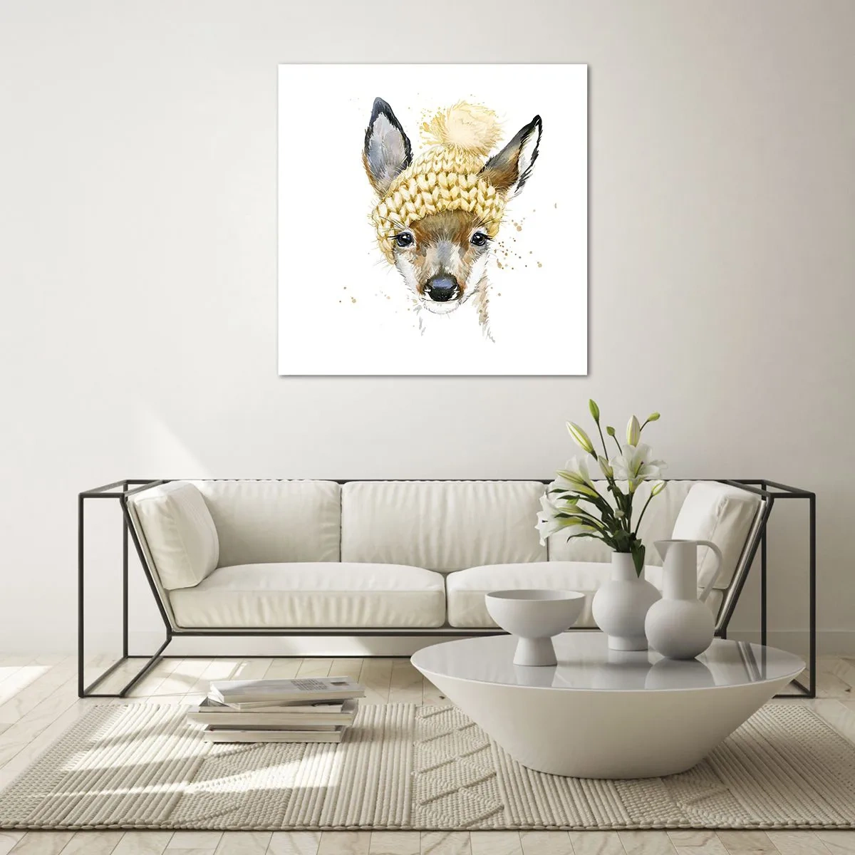 Quadro su vetro - L'inverno nel bosco innevato - 30x30 cm