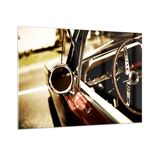 Quadro su vetro - Interni di auto d'epoca in stile retrò - 100x70cm - Auto con un'anima - Decorazione murale moderna per soggiorno e camera da letto ARTTOR