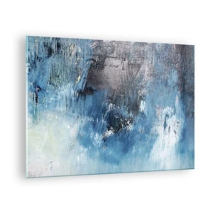 Quadro su vetro - Composizione astratta nei toni del blu - 70x50cm - Rapsodia blu - Decorazione murale moderna per soggiorno e camera da letto ARTTOR