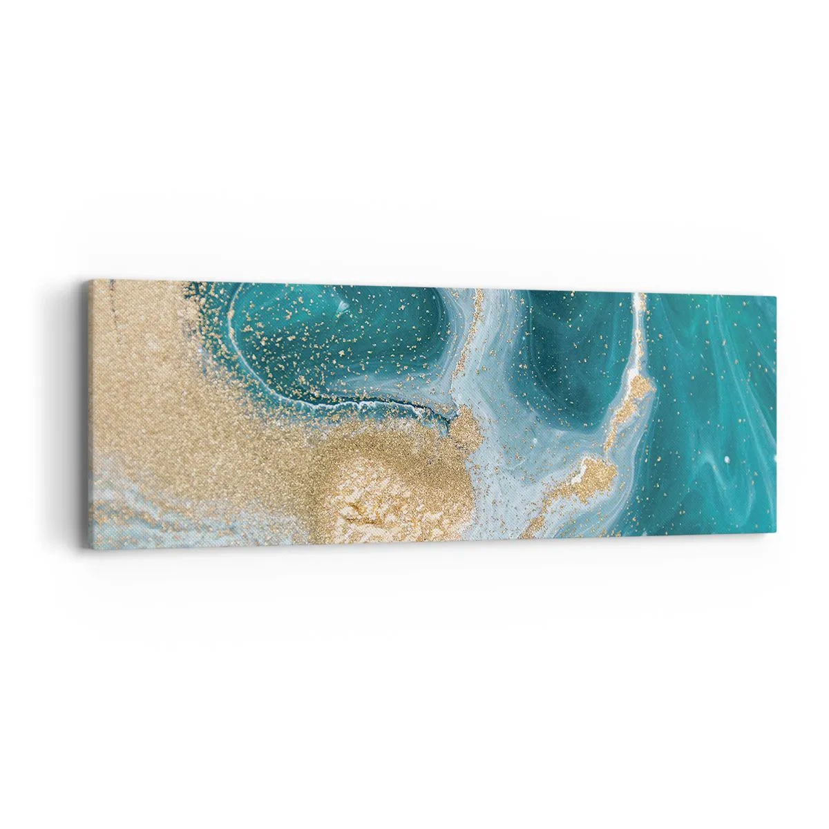 Quadro su tela - Stampe su Tela - Vortice di oro e turchese - 90x30 cm