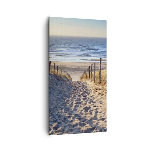 Quadro su tela - Stampe su Tela - Rumore del mare, uccelli che cantano, spiaggia selvatica tra i cespugli... - 55x100 cm