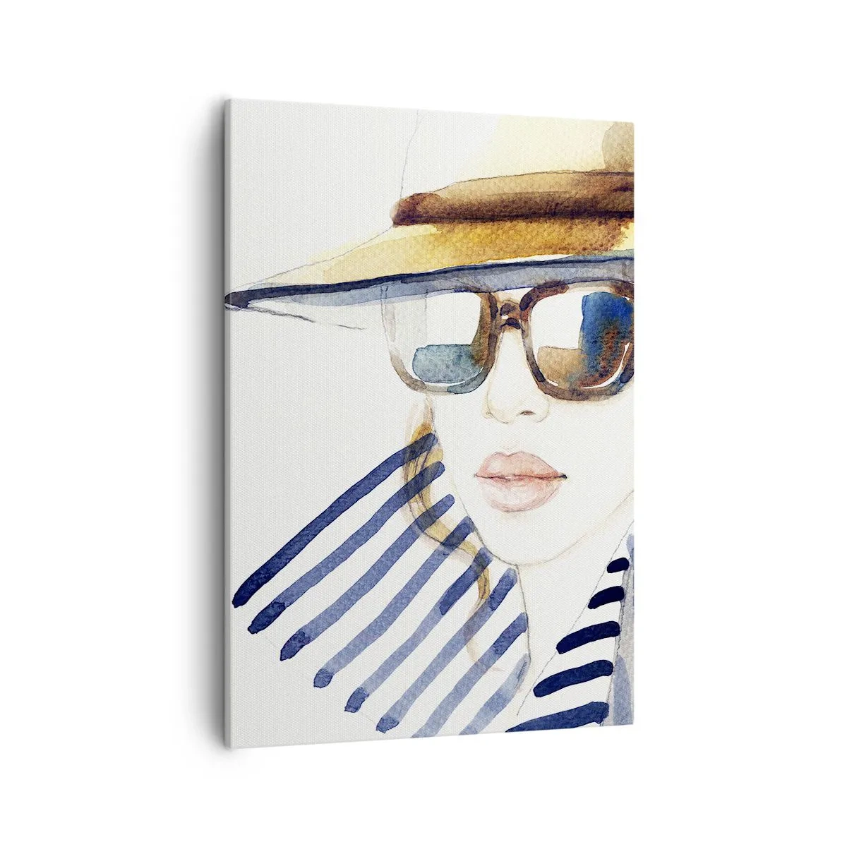 Quadro su tela - Stampe su Tela - Ritratto di una donna con cappello e occhiali da sole - 50x70cm - La Florida dà il benvenuto! - Decorazione murale moderna per soggiorno e camera da letto ARTTOR