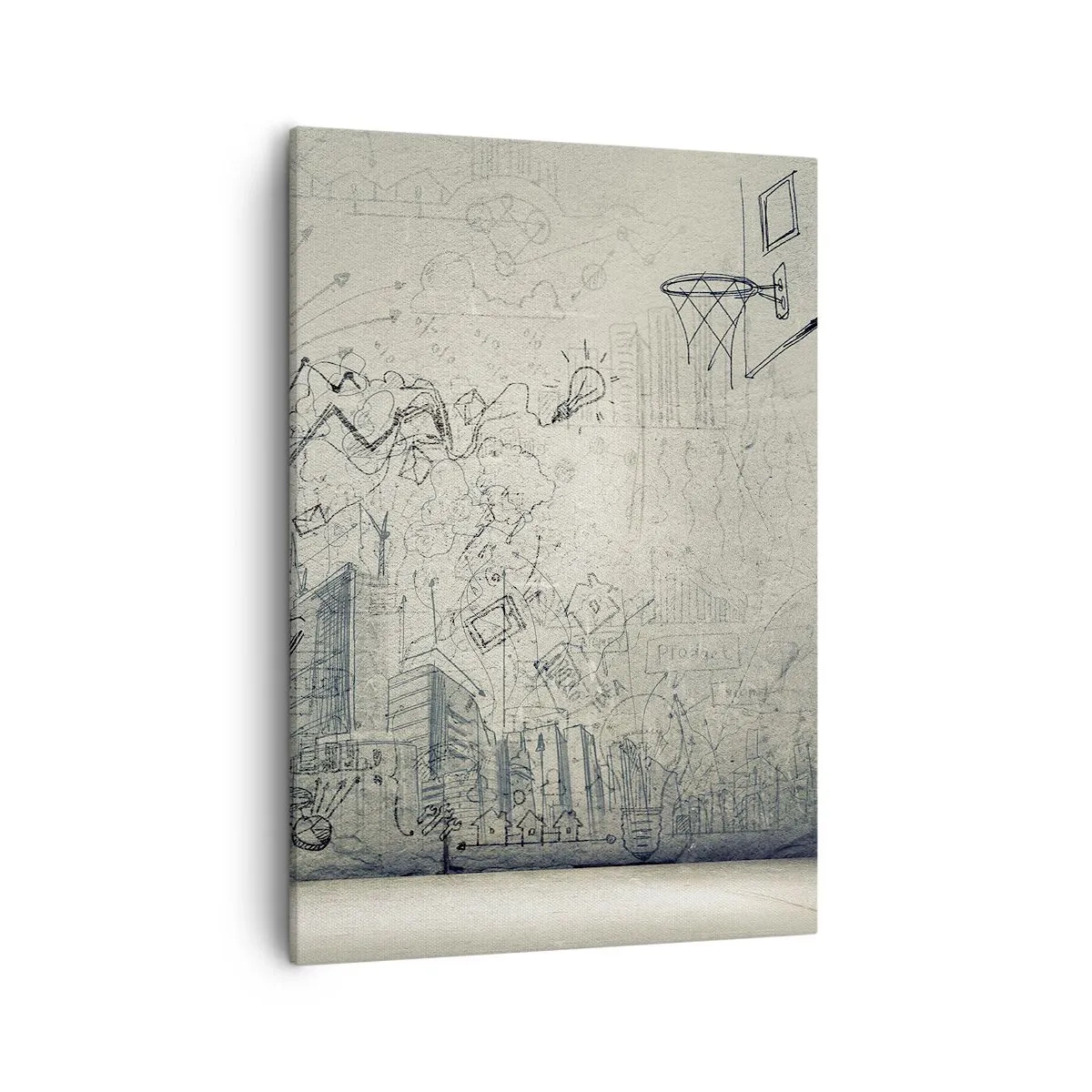Quadro su tela - Stampe su Tela - Disegni e diagrammi sullo sfondo di un muro grezzo - 50x70cm - La mia fantastica vita in città - Decorazione murale moderna per soggiorno e camera da letto ARTTOR