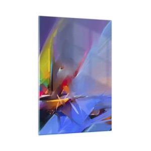 Quadro su vetro - Composizione astratta con colori intensi - 80x120cm - Eliche come un uccello - Decorazione murale moderna per soggiorno e camera da letto ARTTOR