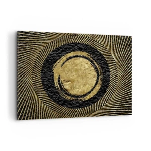 Quadro su tela - Stampe su Tela - Composizione geometrica in nero e oro con raggi - 100x70cm - Composizione glamour - Decorazione murale moderna per soggiorno e camera da letto ARTTOR