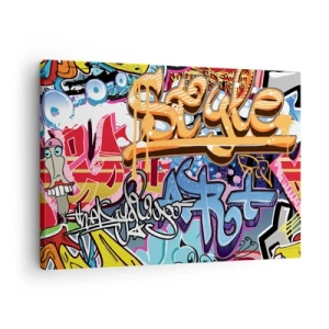 Quadro su tela - Stampe su Tela - Graffiti colorati con iscrizioni e illustrazioni dinamiche - 70x50cm - Murali, murali, murali… - Decorazione murale moderna per soggiorno e camera da letto ARTTOR