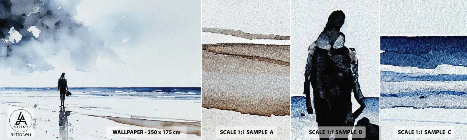 Campione Di Fotomurale Standard Eco - Dialogo con il mare - Solitario, Uomo, Costa - 100x30 cm