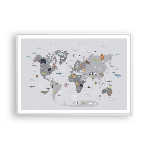 Poster in cornice bianca - Dimmi di dove sei... - 100x70 cm