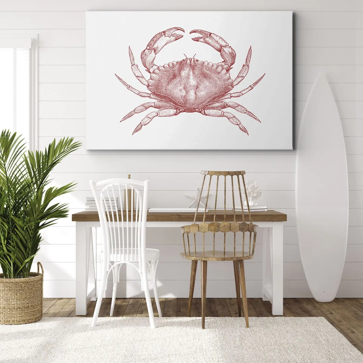 Quadro su tela - Stampe su Tela - Disegno di un granchio in tonalità rossa - 70x50cm - Il granchio dei granchi - Decorazione murale moderna per soggiorno e camera da letto ARTTOR