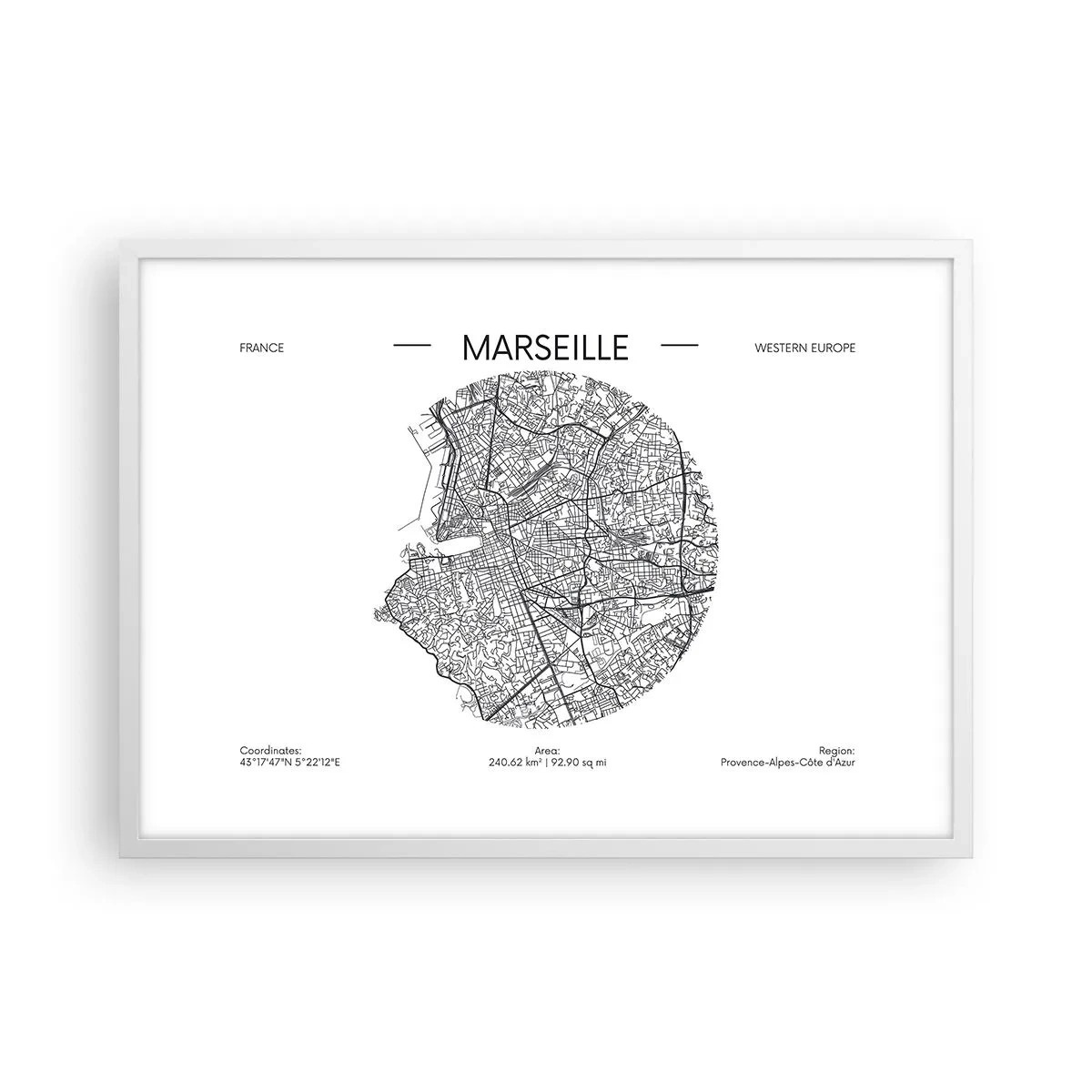 Poster in cornice bianca - Anatomia di Marsiglia - 70x50 cm