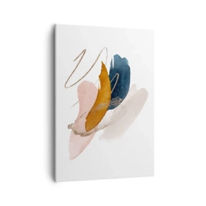 Quadro su tela - Stampe su Tela - Tratti astratti in colori pastello con accenti dorati - 50x70cm - Composizione alata - Decorazione murale moderna per soggiorno e camera da letto ARTTOR
