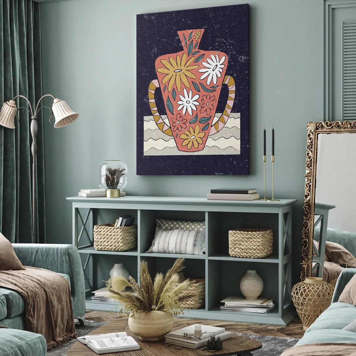 Quadro su tela - Stampe su Tela - Brocca dipinta - 65x120 cm