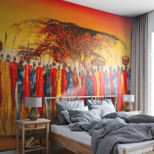 Fotomurali Premium Canvas - Al suono dei tam tam - Pezzo, Persone, Africa - 250x175 cm