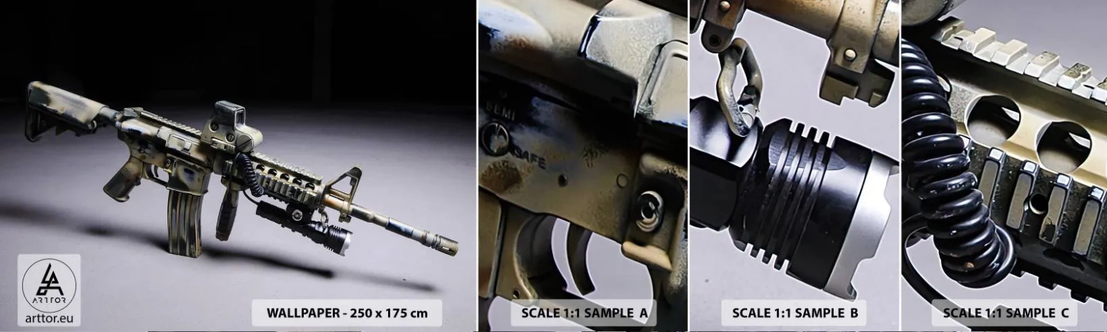 Campione di Fotomurale Adesivo Deluxe Sticker - Sempre minaccioso - Militare, Fucile, Arma - 100x30 cm