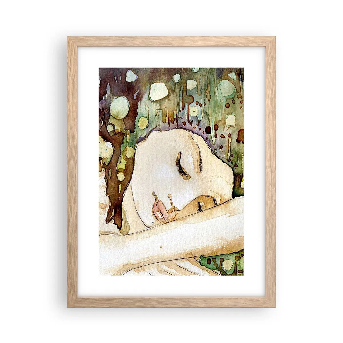 Poster in cornice rovere chiaro - Sogno smeraldo e viola - 30x40 cm