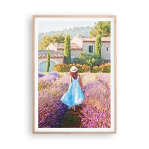 Poster in cornice rovere chiaro - La ragazza nella lavanda - 70x100 cm