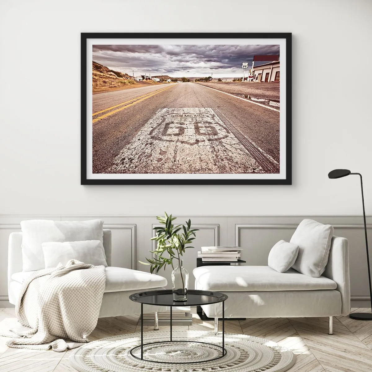 Poster in cornice nera - La Route 66: una leggenda americana - 91x61 cm